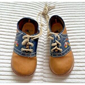 Vintage Disney Pals Shoes Mickey Mouse Oxford Saddle Kids Toddler 8.5